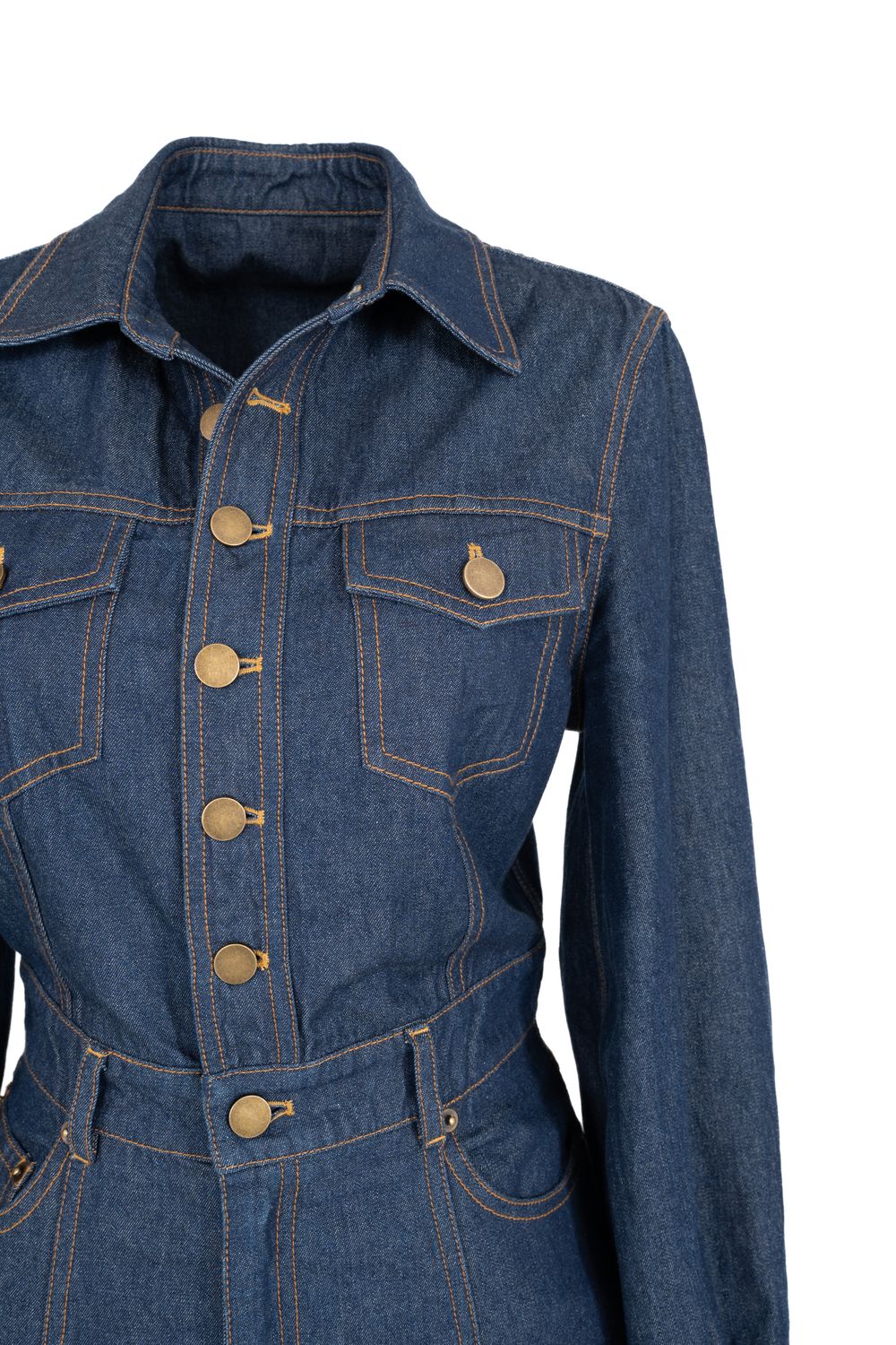 Elegant Denim Midi Shirtdress