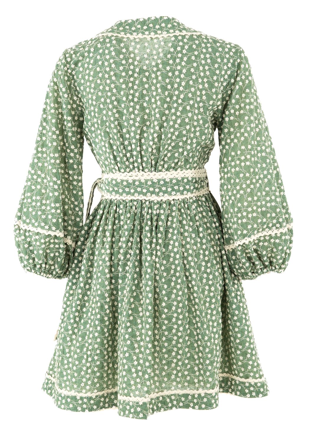 Embroidery Cotton Mini Wrap Dress