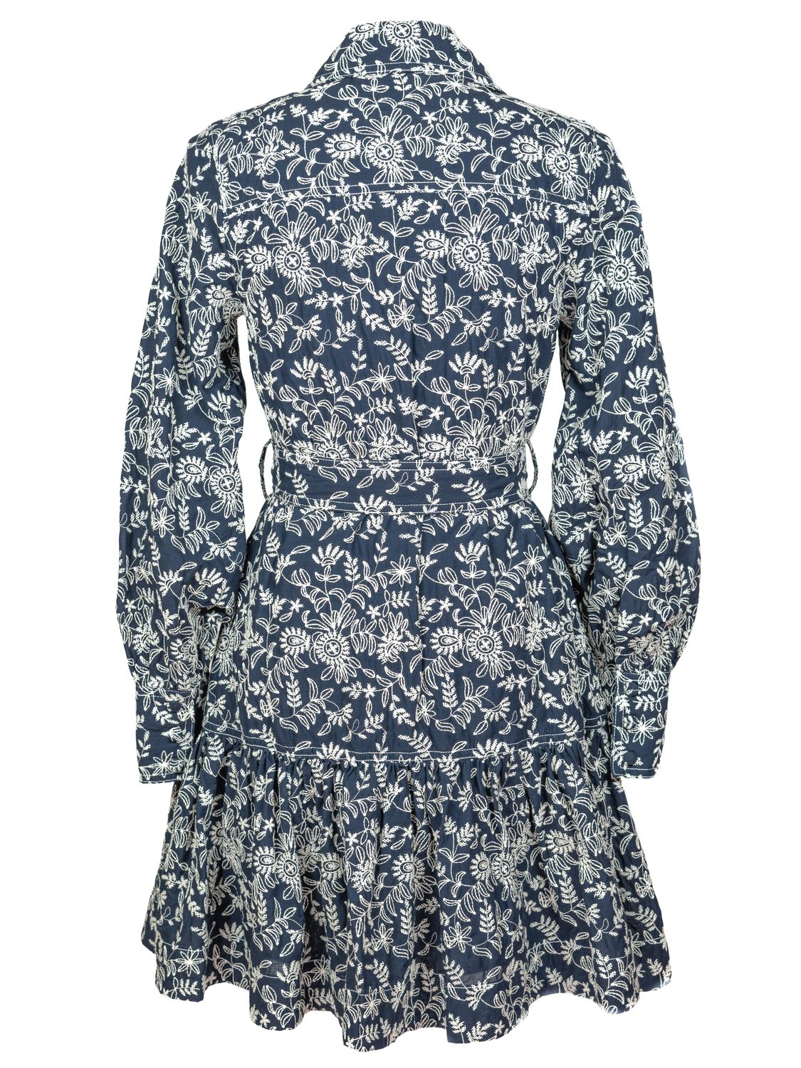 Embroidered Cotton Shirtdress Navy blue
