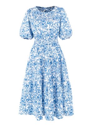 Blue Blossom Cotton Maxi  Dress