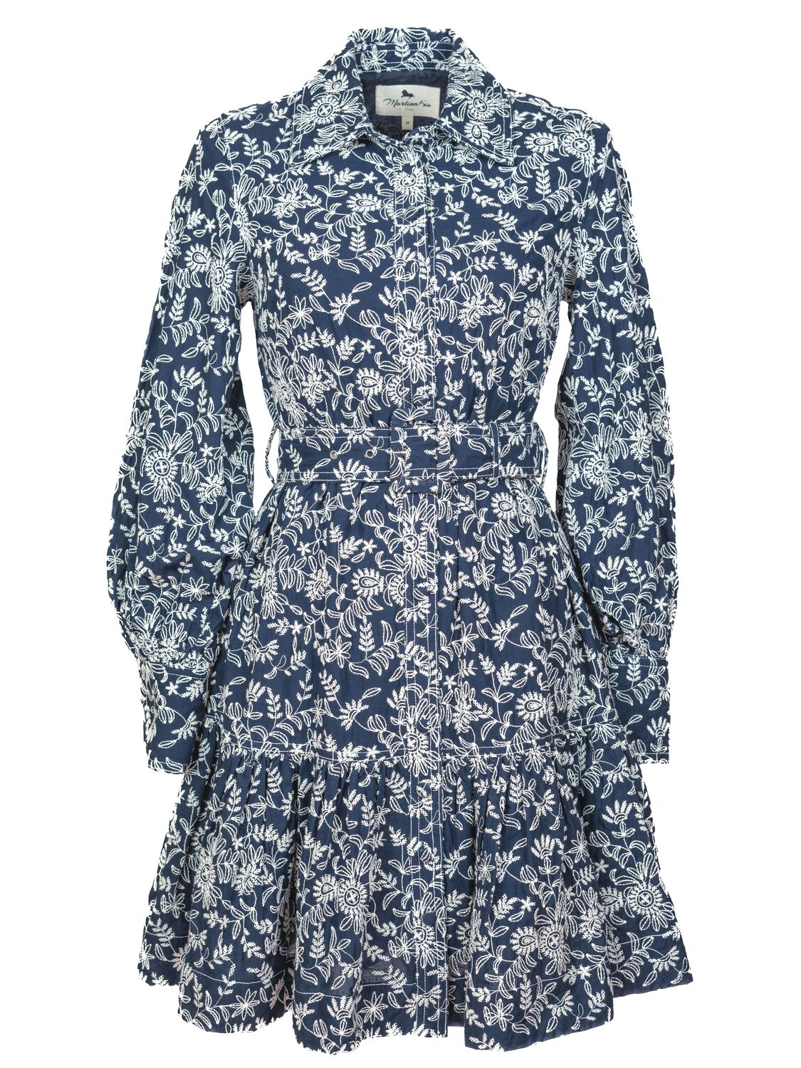 Embroidered Cotton Shirtdress Navy blue