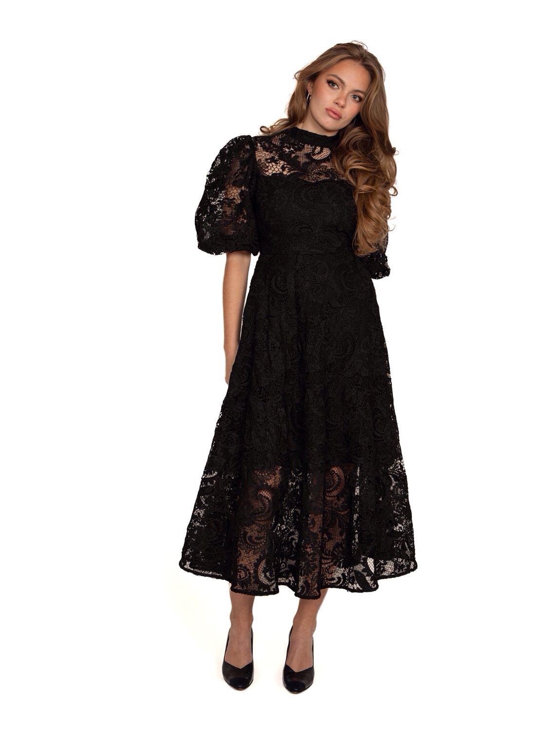 Elegant Black Maxi Lace Dress