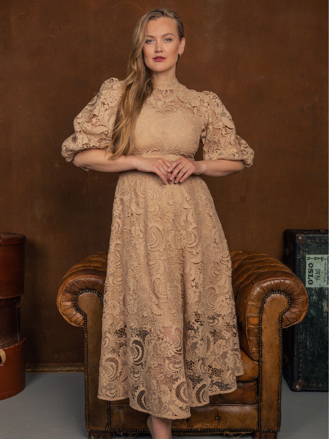 Lace Maxi  Dress Sand