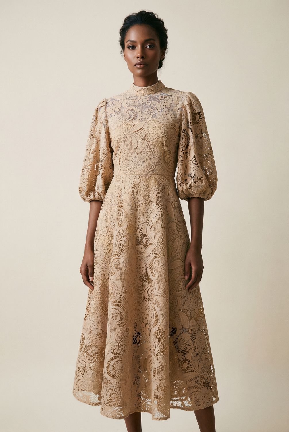 Broderi Maxi Kjole - Svart