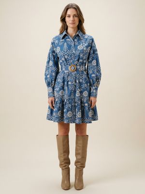 Belted Embroidered Cotton Shirtdress