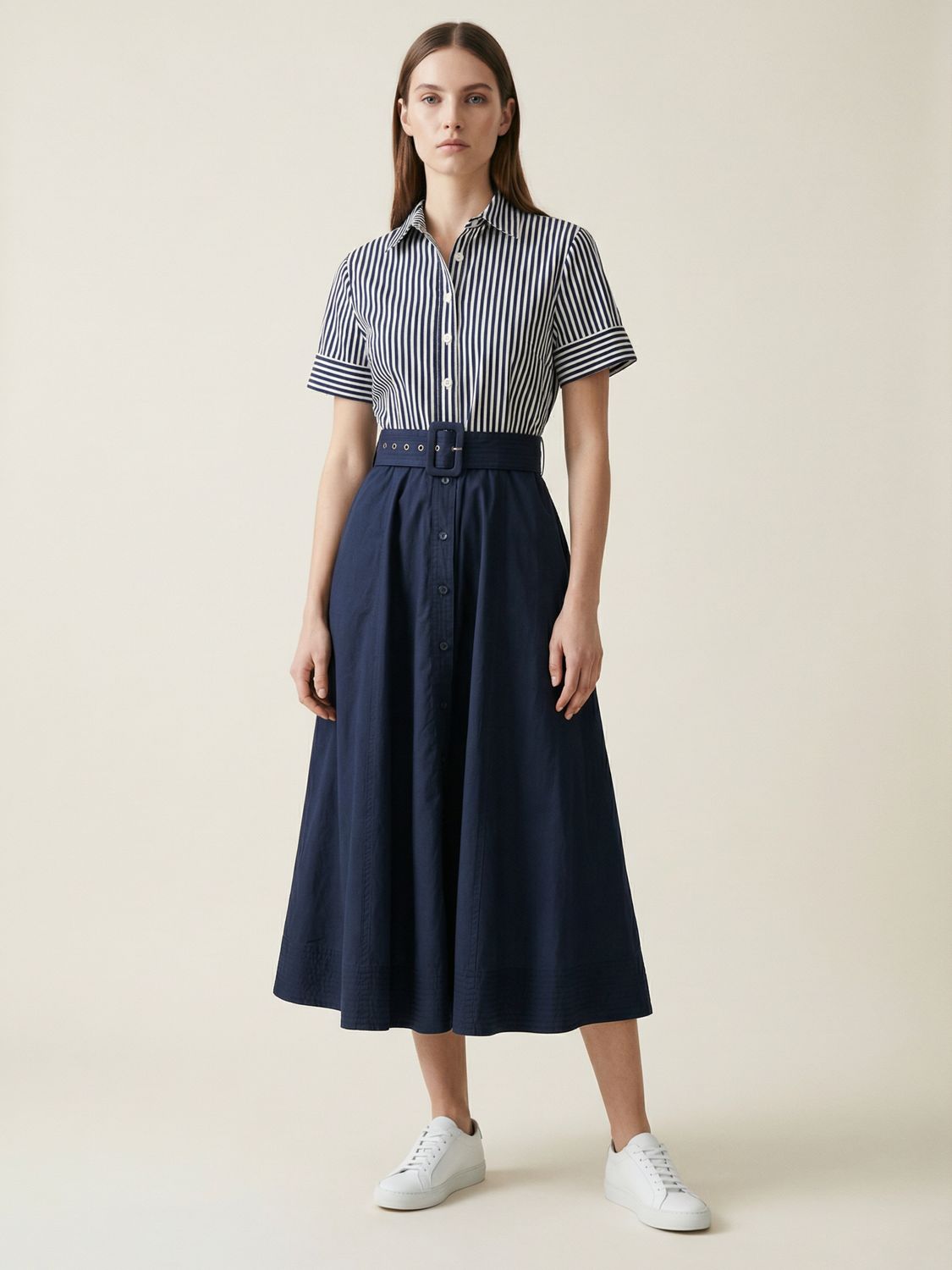 Bomull T-skjorte Midi Kjole