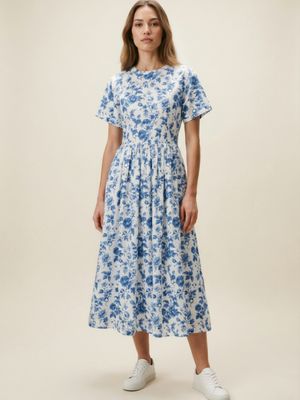 Bomull T-skjorte Midi Kjole