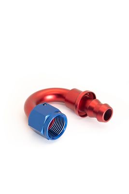 -6 180 Degree Push On Hose Fitting - Red/Blue