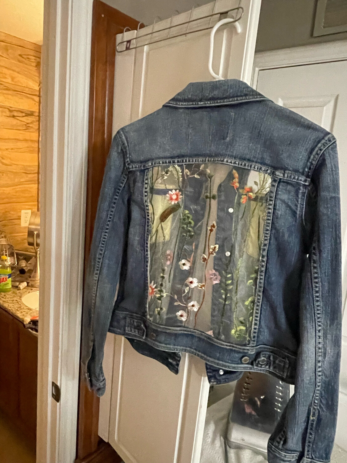 Recaptured Edition Denim Jacket With Embroidered Mesh Lace