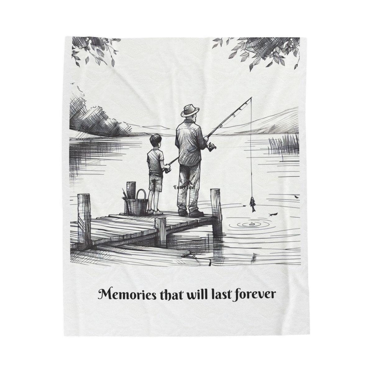 Plush Blanket - Fishing Memories with Grandpa