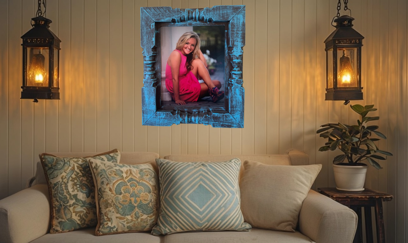 16x20 Teal and Brown Post Frame - Rustic Wall Art Frame