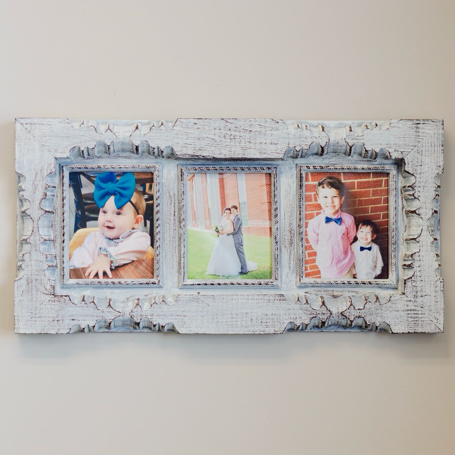 8x10 Aqua and Black Triple Post Frame - Rustic Wall Art Frame