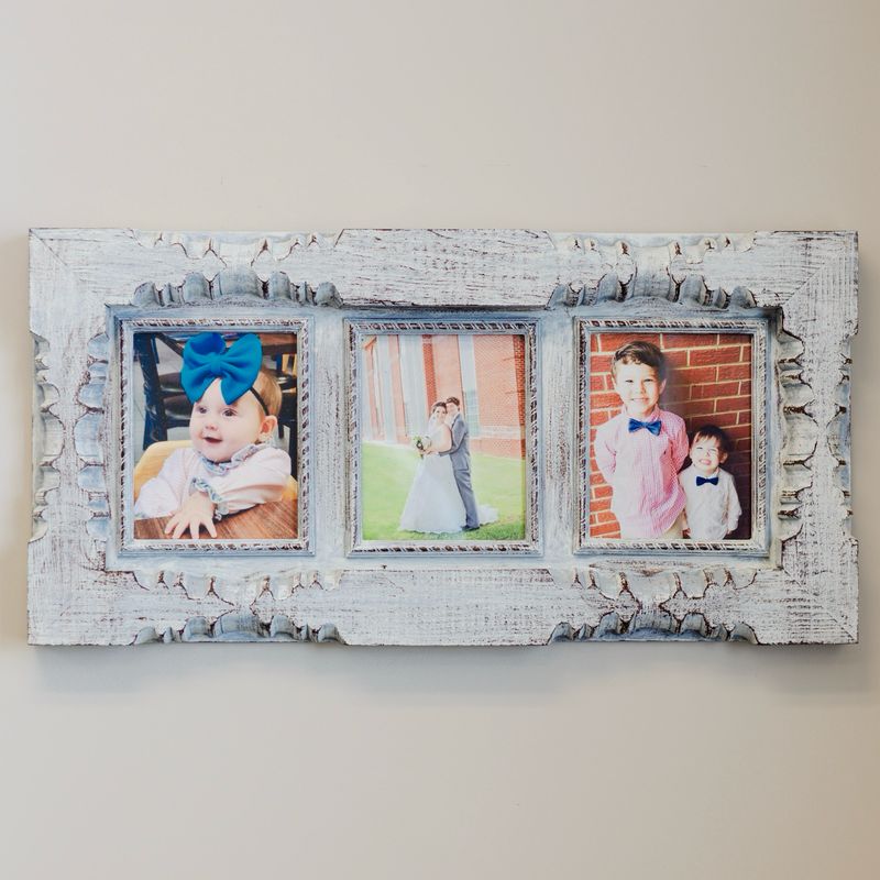 8x10 Aqua and Black Triple Post Frame - Rustic Wall Art Frame