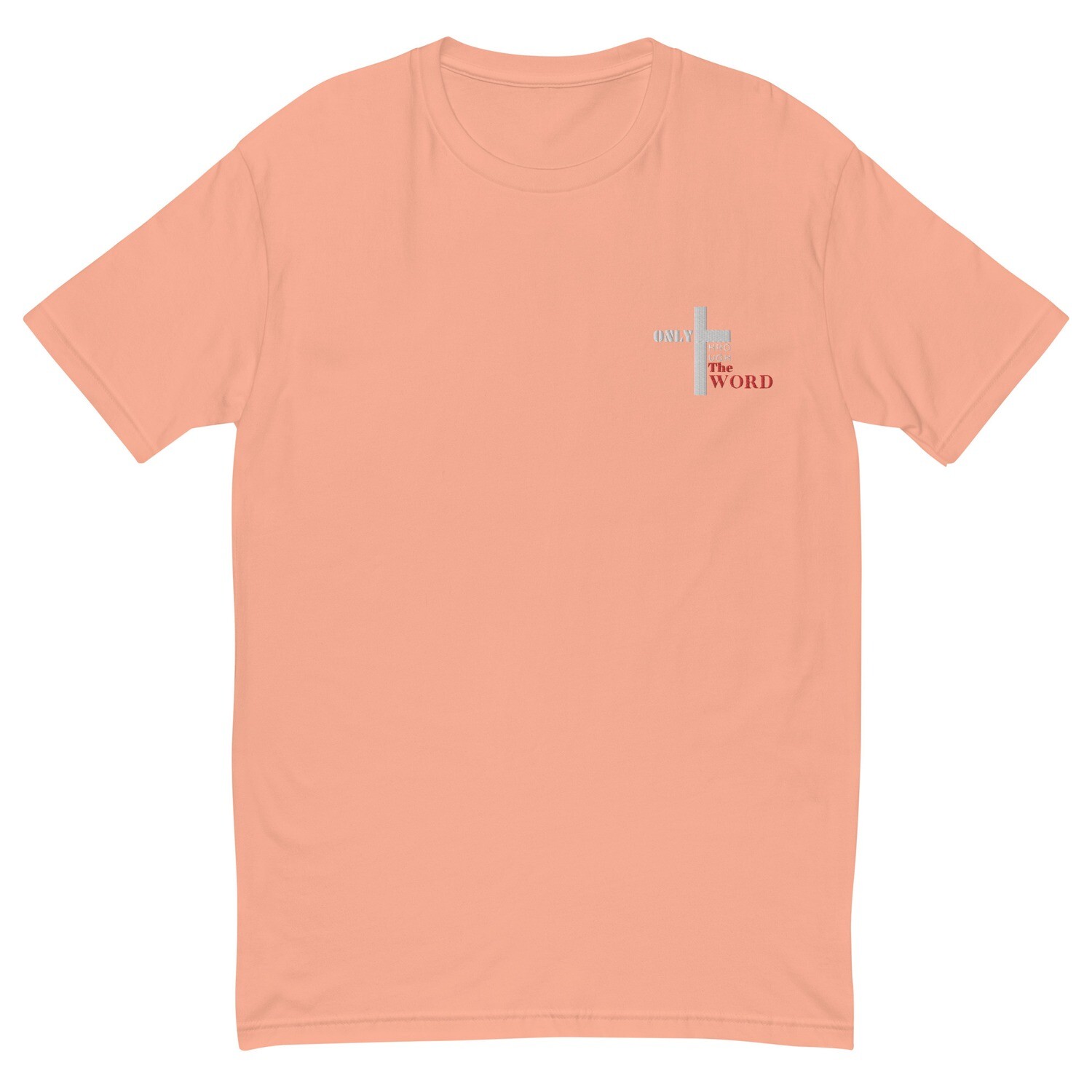 Only through the word embroidered tee