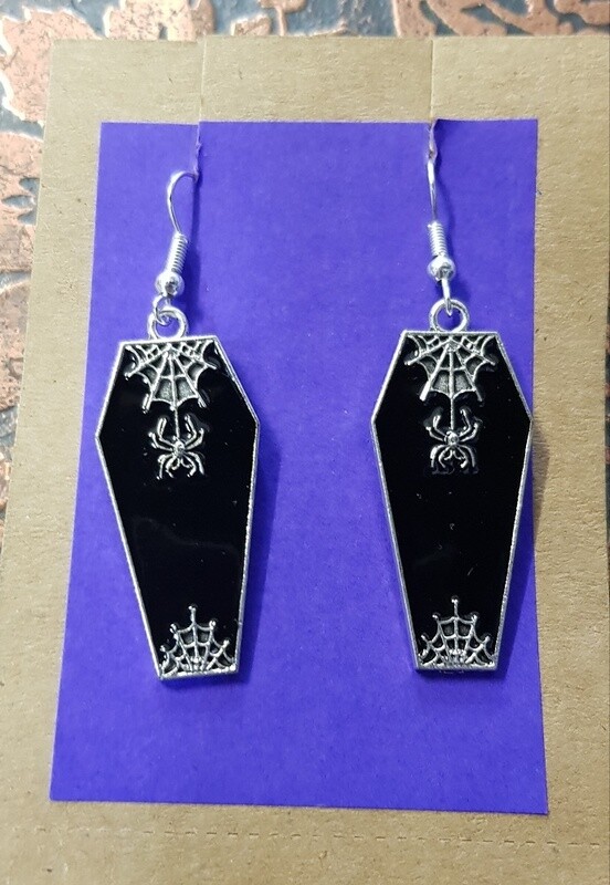 Earrings - Coffin - Black