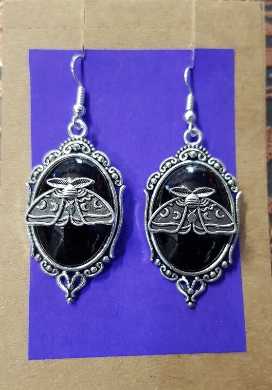 Earrings - Moth - Black