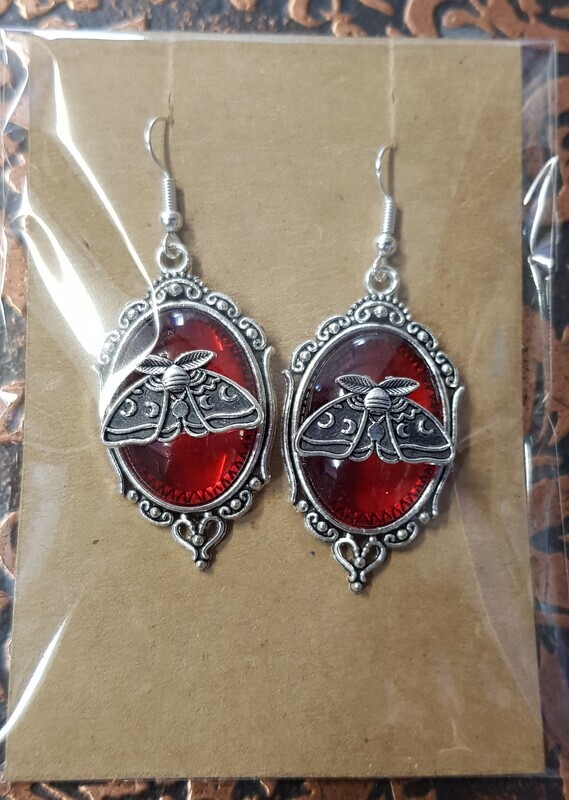 Earrings - Moth - Red