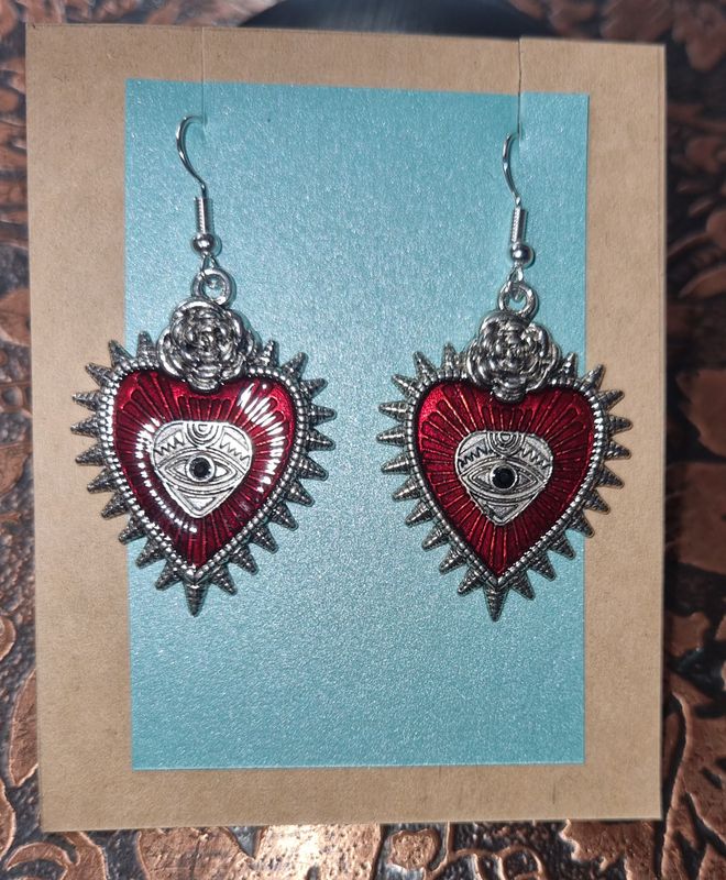 Earrings - Heart with All-Seeing Eye
