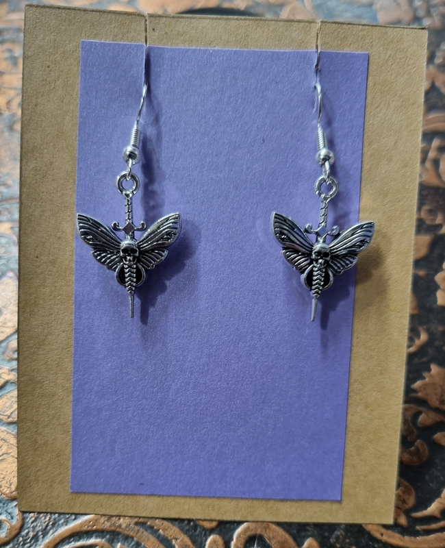 Earrings - Moth with Sword