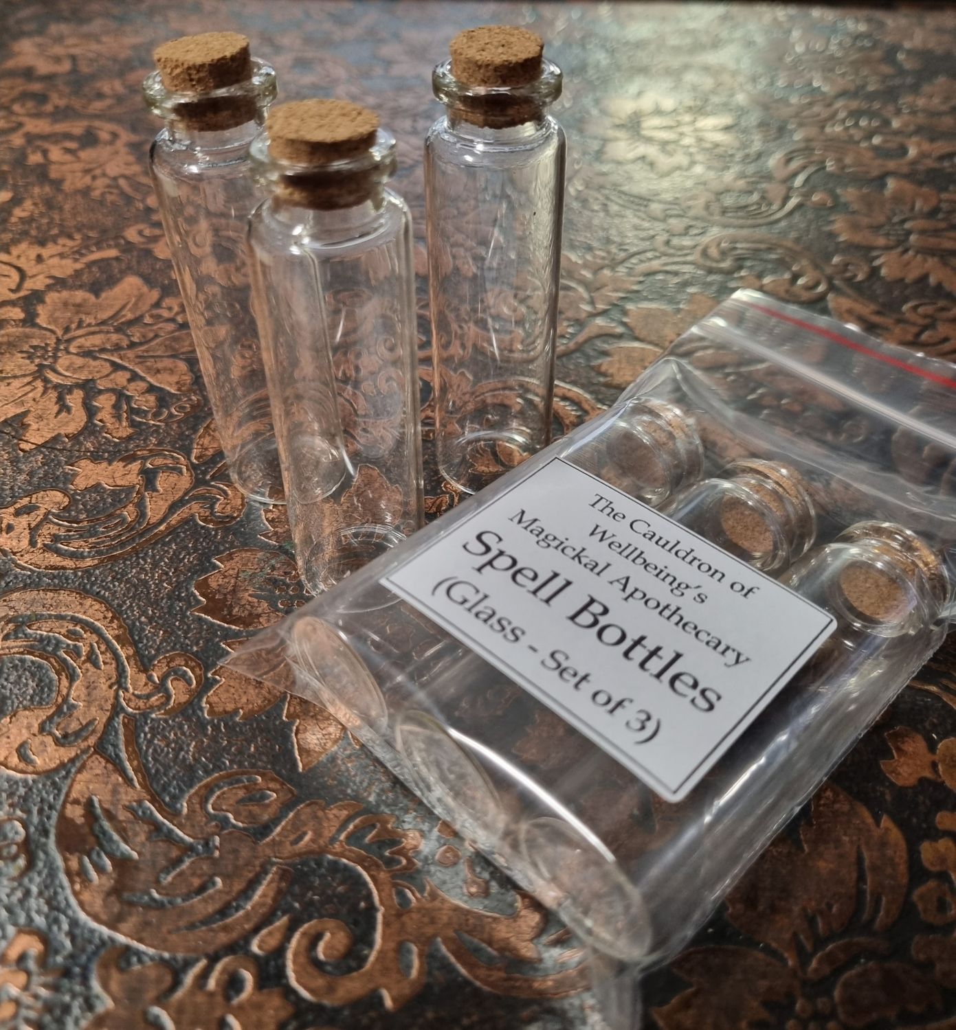 Spell Bottles (medium) - Set of 3 glass bottles with cork