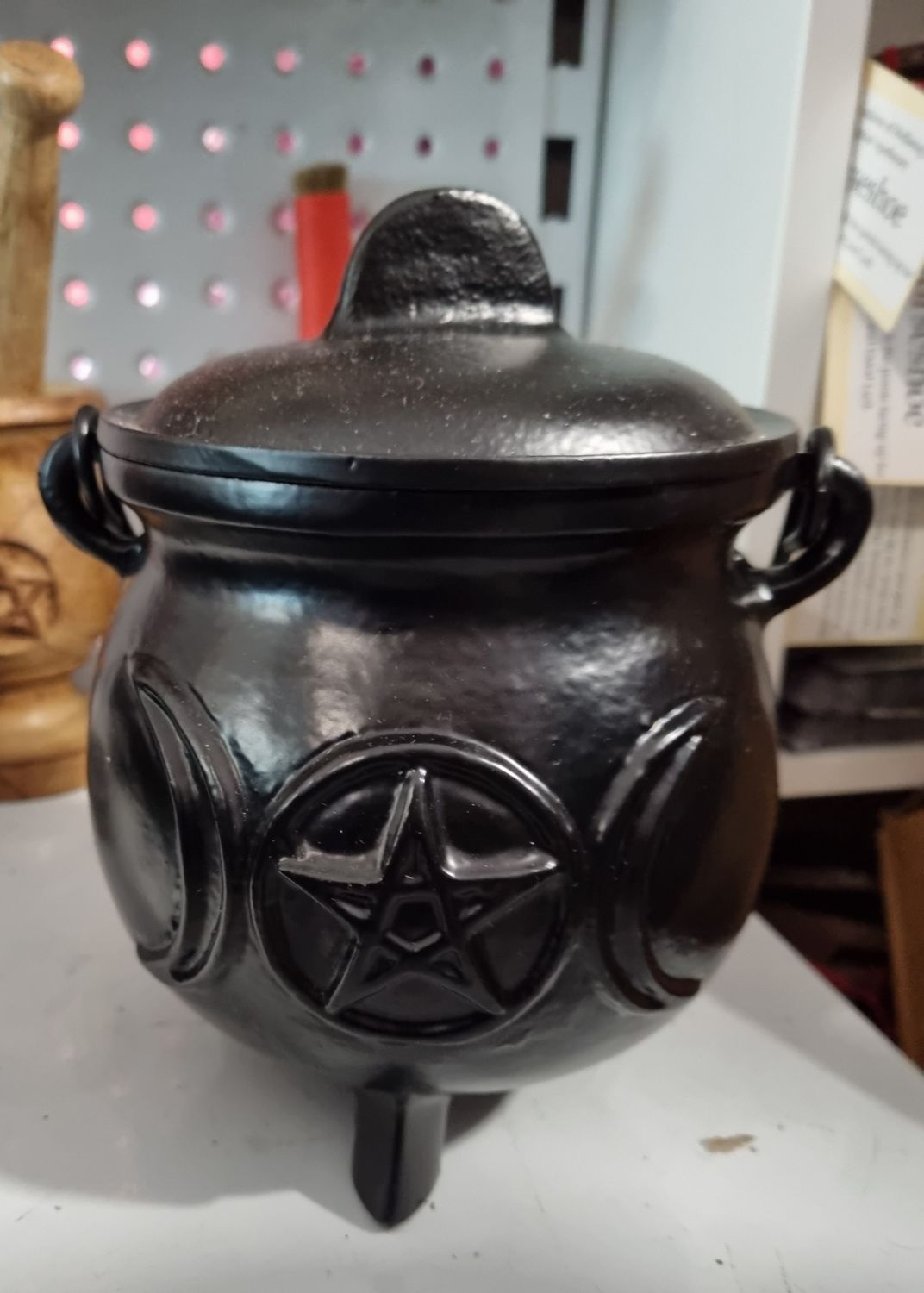 Cauldron - Triple moon Pentagram Cast Iron (Large)