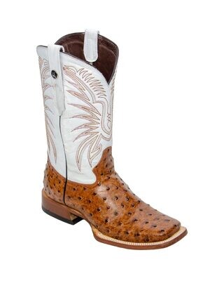 Ostrich Print Rustic Cognac / White Top Triple Stitch