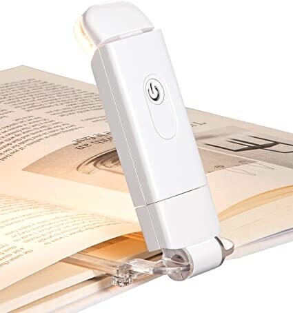 Book Light Rechargeable, Amber Reading Lights for Books in Bed, Blue Light Blocking, 4 Brightness Adjustable
