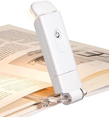 Book Light Rechargeable, Amber Reading Lights for Books in Bed, Blue Light Blocking, 4 Brightness Adjustable