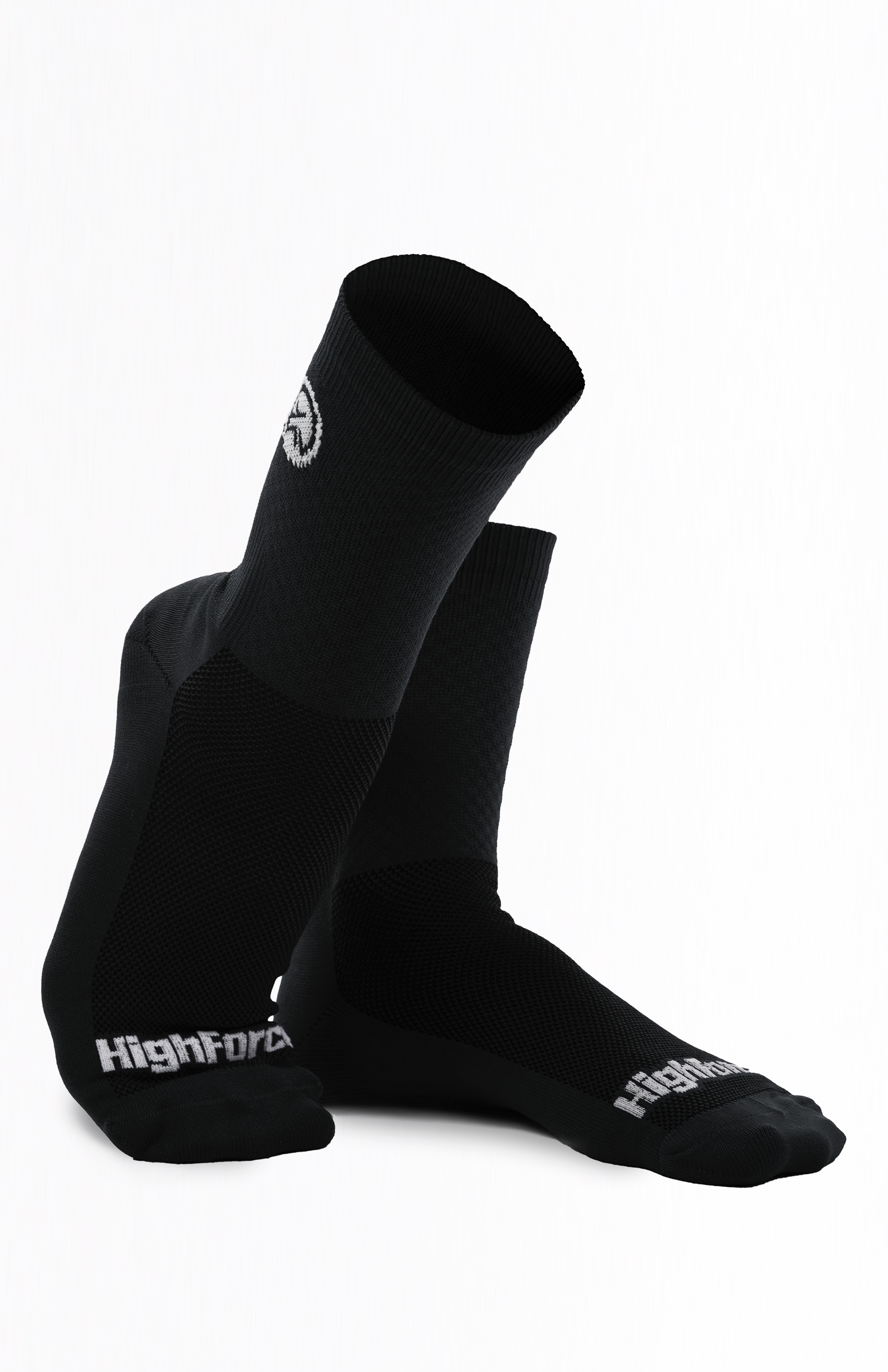 Medias de Ciclismo Compresivas Reflectivas Highforce - Negra