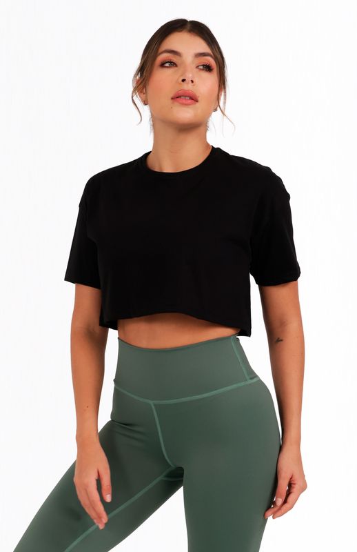 Camiseta Crop Top Algodón Manga Corta Highforce