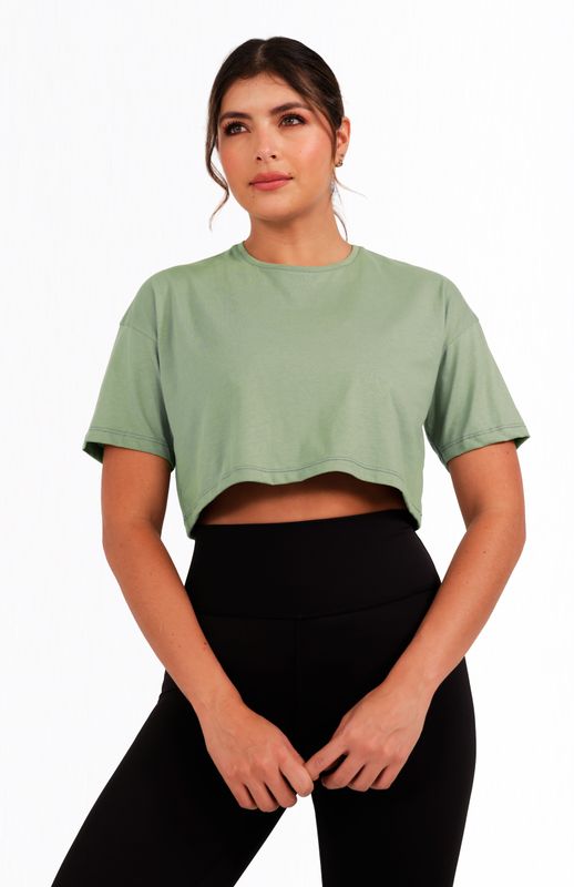 Camiseta Crop Top Algodón Manga Corta Highforce