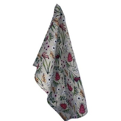 Organic cotton floral tea towel