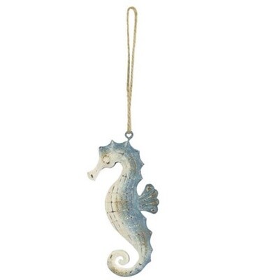 Hanging metal seahorse