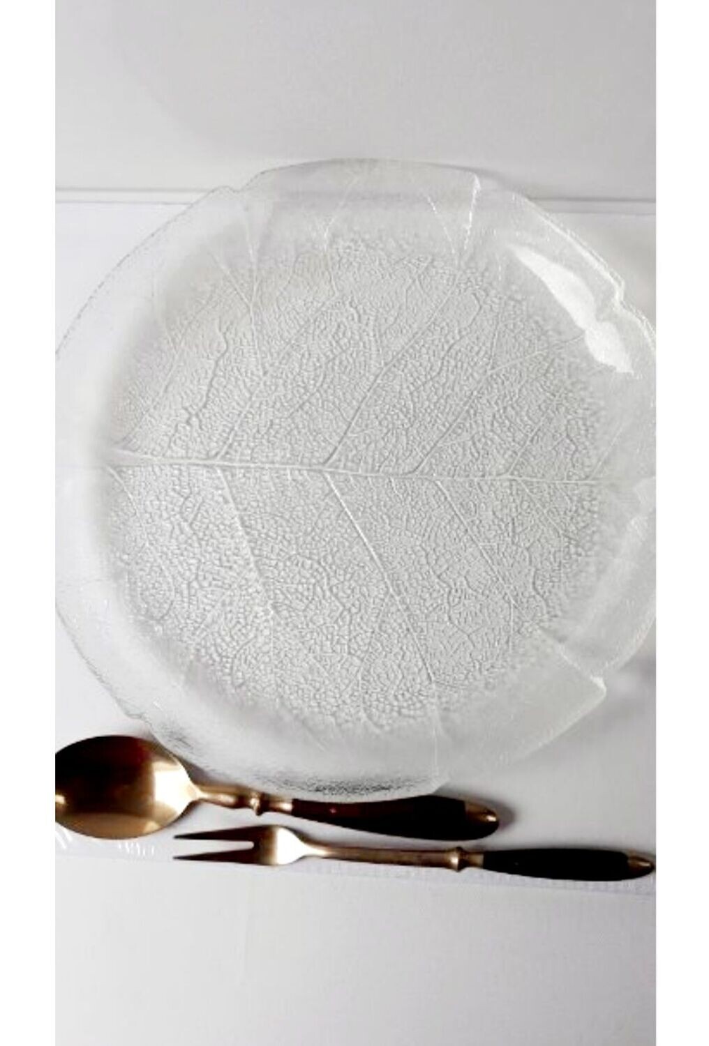 Alte Glasplatte, stilisiertes Blatt, Vintage, ca. 28 cm im Durchmesser *