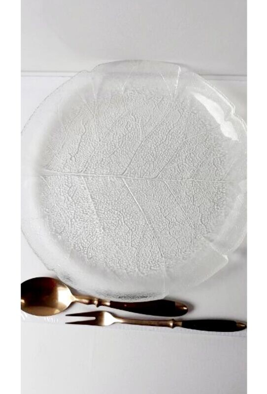 Alte Glasplatte, stilisiertes Blatt, Vintage, ca. 28 cm im Durchmesser *