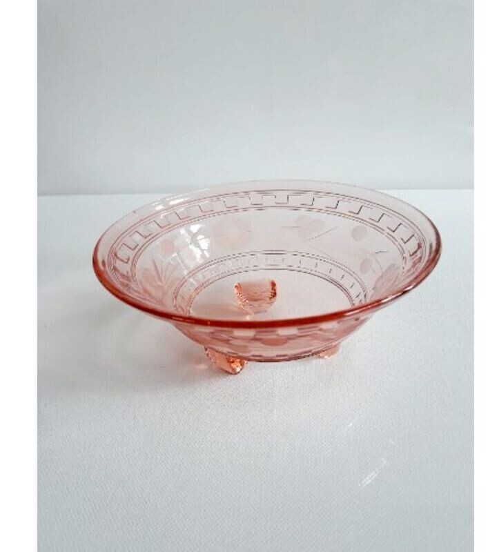 Bleikristall-Schale, handgeschliffen, farbig, 3  Füße, ca. 1930, 1a Zustand, *