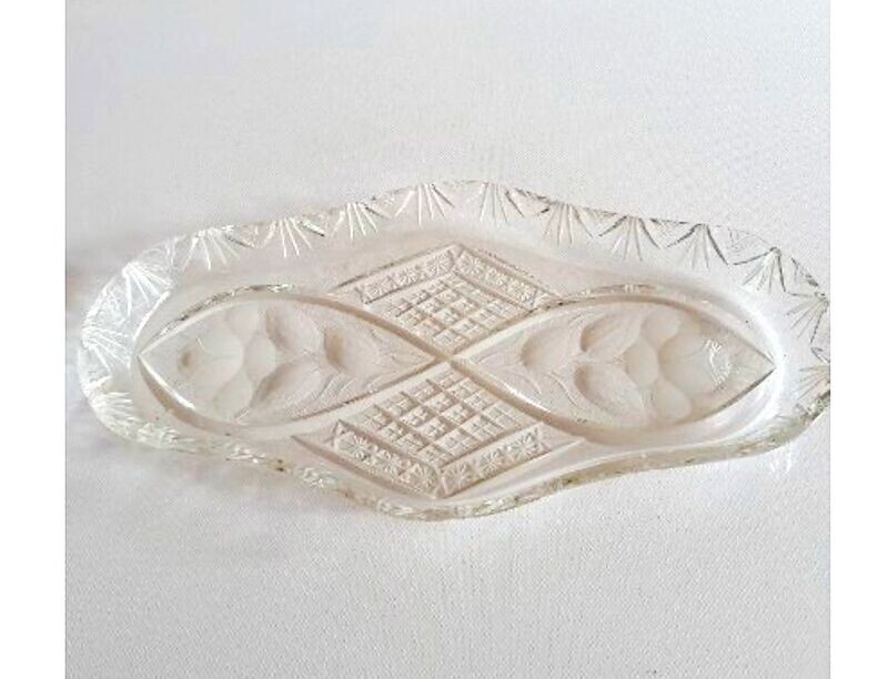 Bleikristall-Schale, handgeschliffen, ca. 1930, länglich, 1a Zustand