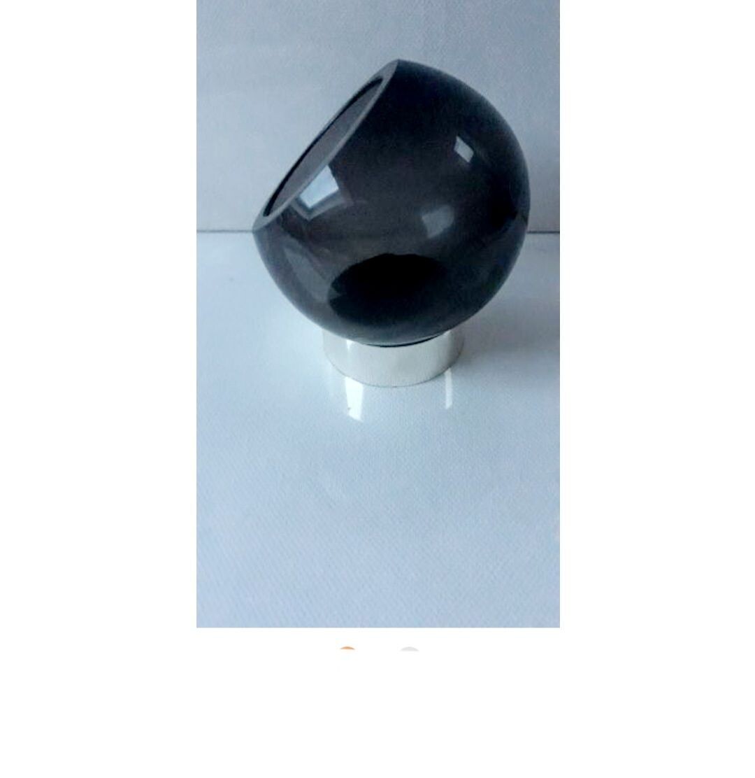 Vase, Kugelform, 2-teilig, schweres Kristallglas, ca. 70-er Jahre *