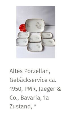 Altes Porzellan, entzückendes Gebäckservice ca. 1950, PMR, Jaeger & Co., Bavaria, 1a Zustand
