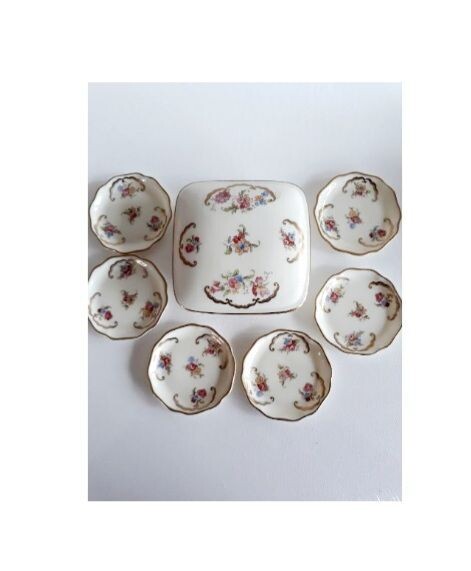 Altes Porzellan, wunderschönes kleines Gebäckdosen-Set, 7 Teile , Rosenthal, Jugendstil, Dose