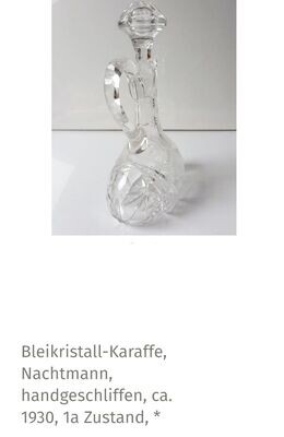 Altes Bleikristall, Karaffe, Nachtmann, handgeschliffen, ca. 1930, 1a Zustand