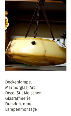 Deckenlampe, Marmorglas, Art Déco, Stil Meissner Glasraffinerie Dresden, ohne Lampenelektro-Montage*