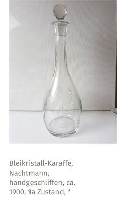 Altes Bleikristall, sehr hohe Karaffe sehr schön, Nachtmann, handgeschliffen. ca. 1900, 1a Zustand