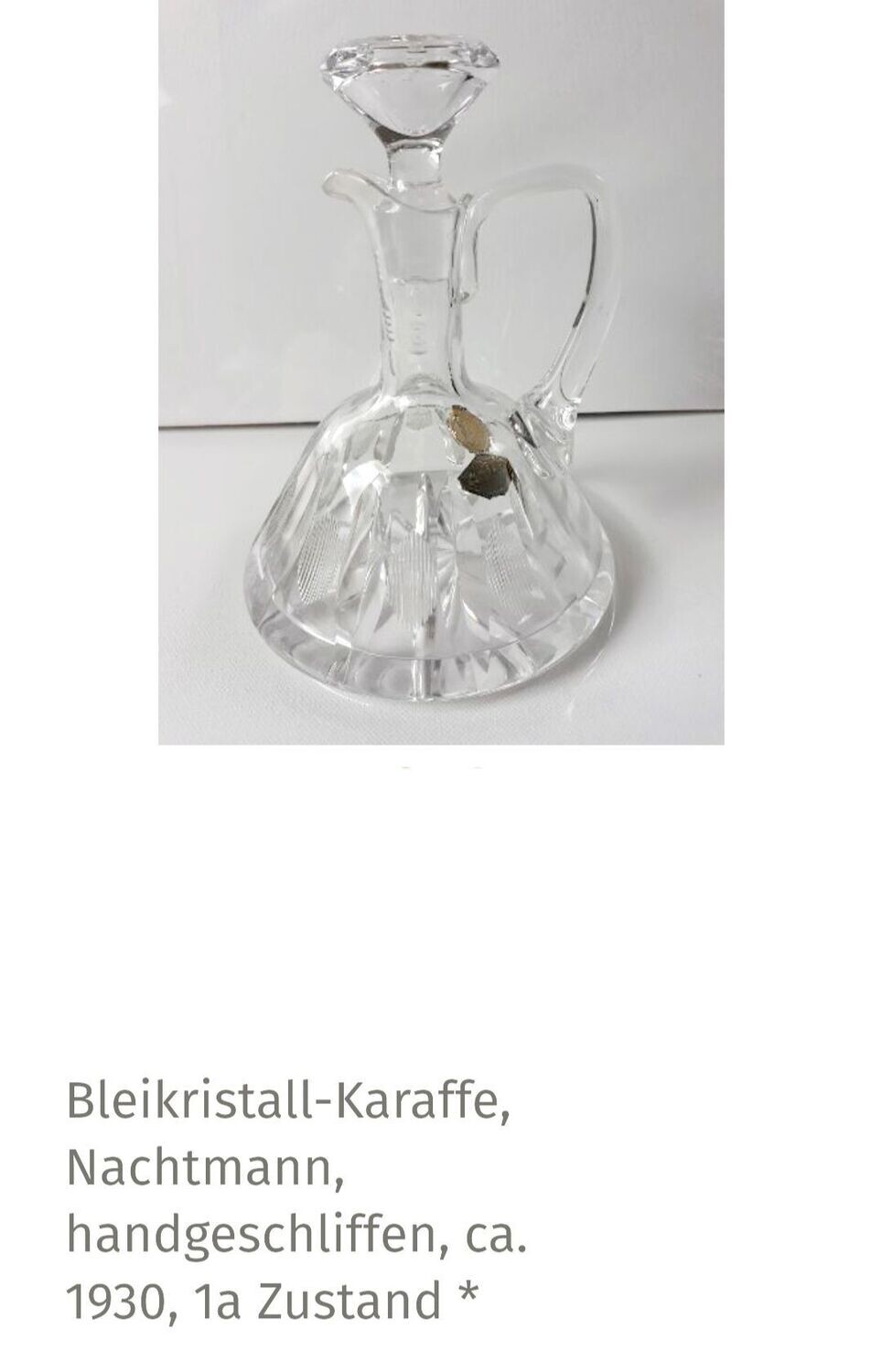 Altes Bleikristall, wunderschöne, schwere Karaffe, Nachtmann, handgeschliffen, ca. 1930, 1a Zustand*