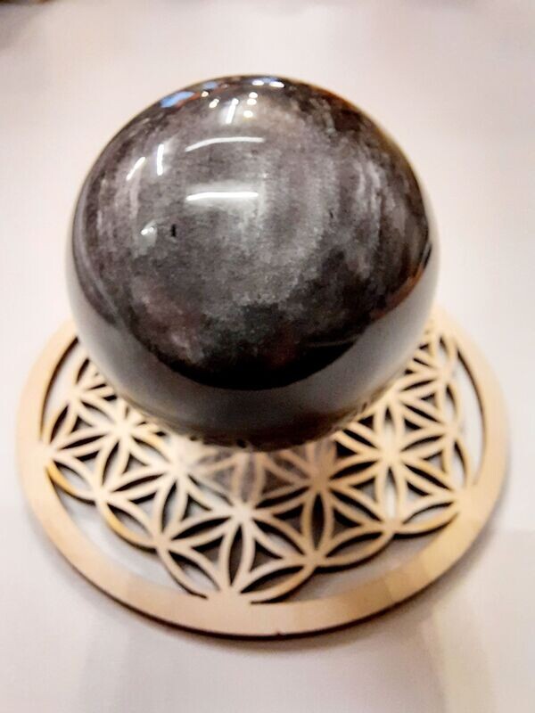 Kugel ca. 4,7 cm, Silber-Obsidian Kugel ca. 4,7 cm, Silber-Obsidian