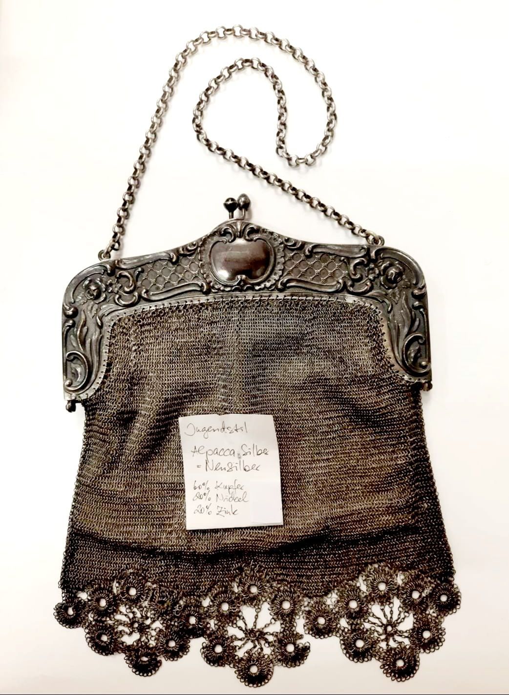 Abendtasche, Jugendstil, Alpacca Silber, Neu-Silber, ca. 1910