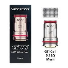 Vaporesso GTi Mesh Coils 5pk, Size: 5pk 0.15Ω Coil 60W to 75W (best at 65W)