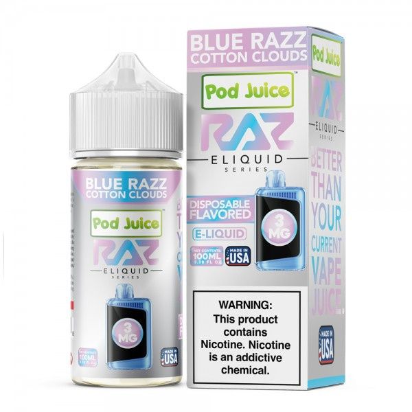 Raz x Pod Juice - Blue Razz Cotton Clouds / 100ml