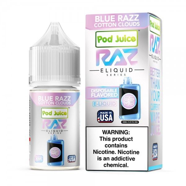 Raz x Pod Juice - Blue Razz Cotton Clouds Salt 30ml