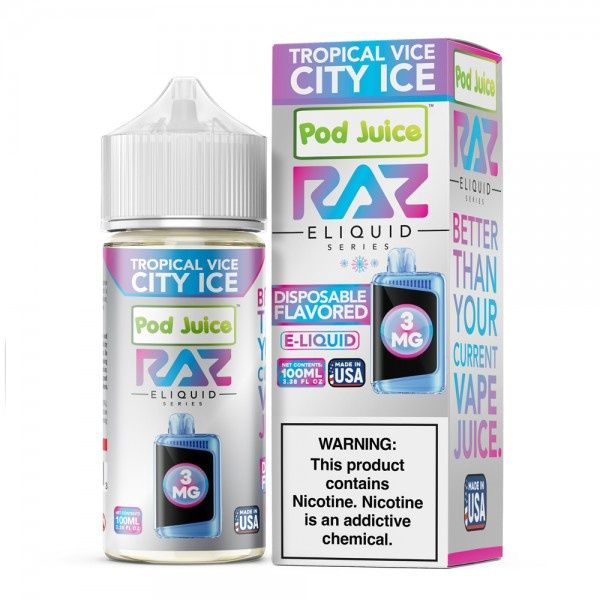 Raz x Pod Juice - Tropical Vice City 100ml, Strength: 3mg